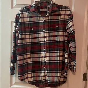 Lands' End Red and Green  Plaid Casual Shirt